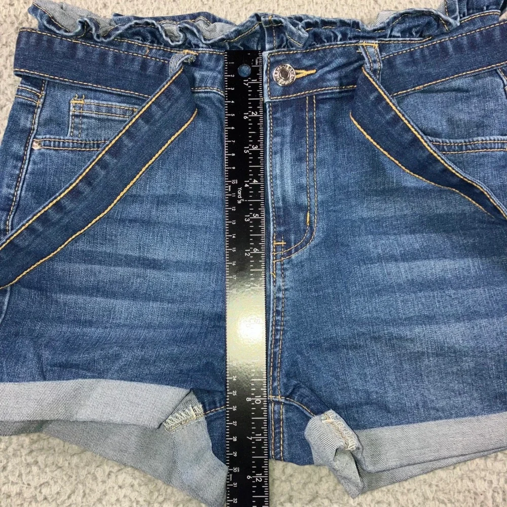 Tie Waist Shorts M 27 High Waist Denim Jorts Cuffed Hem Boho Festival Retro Chic
